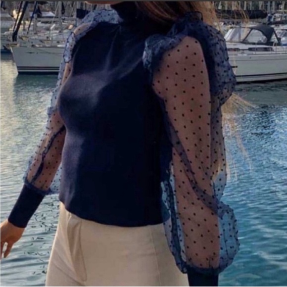 NWT Zara Organza sleeve sweater - Size Large - Picture 5 of 5